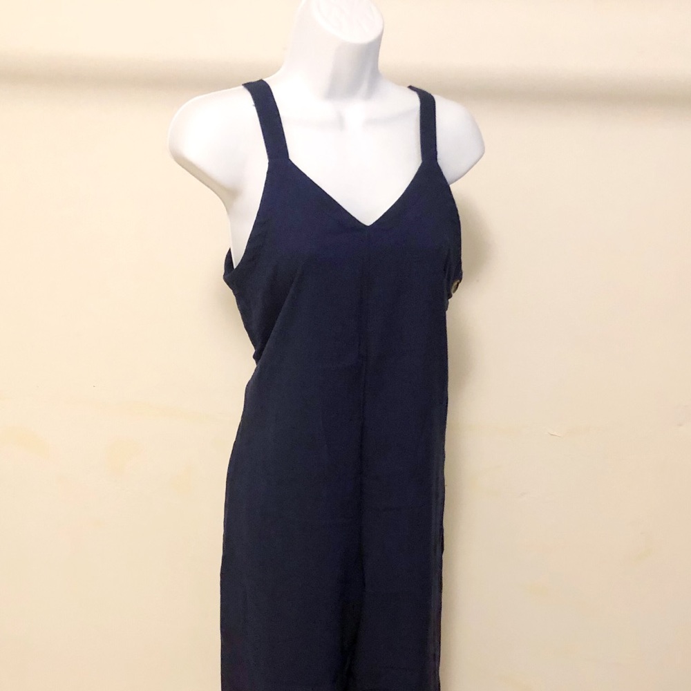 Navy Blue Linen Jumpsuit! XS